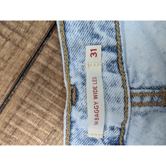 D1 Levis 94 Baggy Wide Leg Jeans Womens 31x31 Blue Mid Rise Relaxed Denim - Picture 4 of 5